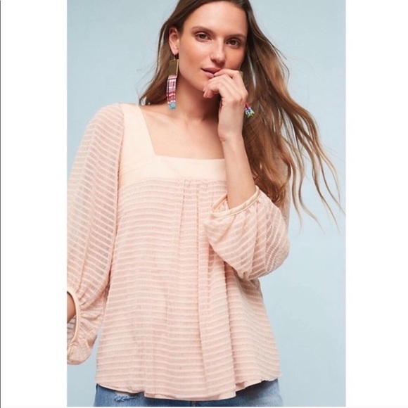 Anthropologie Meadow Rue Allyson Textured Top Pink - Picture 1 of 15
